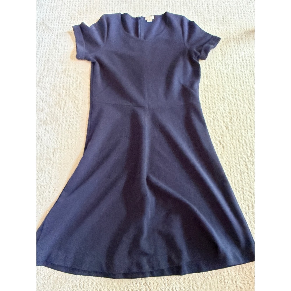 J. Crew Fit and Flare Dress Womens 12 Navy Blue Ribbed Ottoman‎ Knit